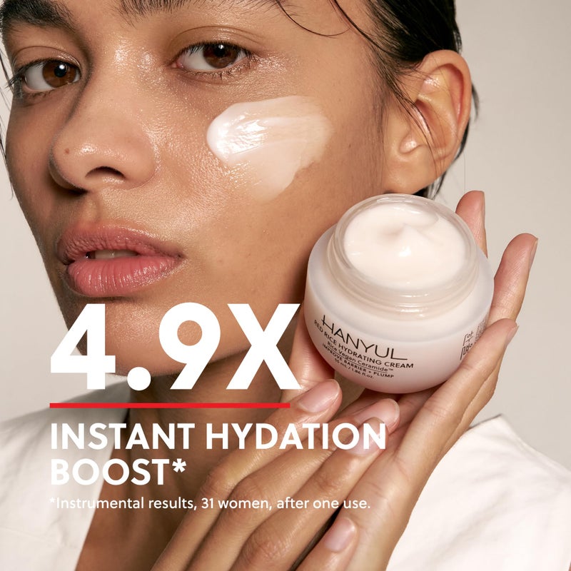 Hanyul Red Rice Hydrating Cream with Fermented Rice Extract, Collagen | Korean Vegan Ceramide Moisturizer for Deep Hydration, Radiant Skin Glow, Firming & Barrier Support, 1.86 fl. oz. - Image 3